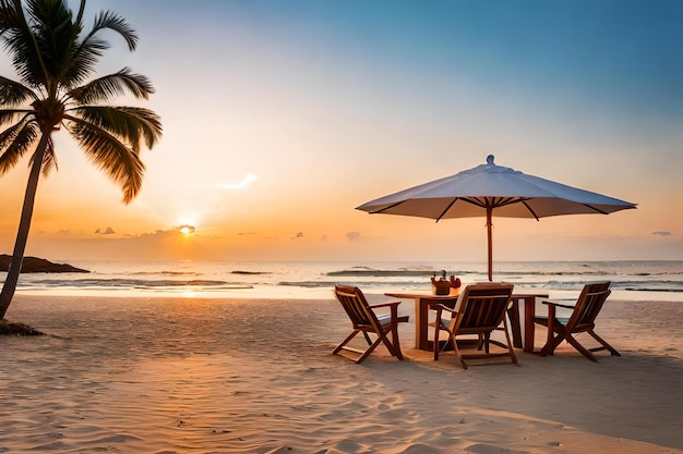 a sandy beach with palm trees swaying in the breeze and a group of locals offering grilled seafood