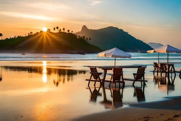 A sandy beach with palm trees