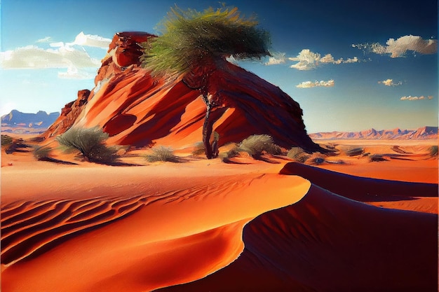 Песчаная пустыня Пейзаж Песчаные дюны Генеративный AI Иллюстрация