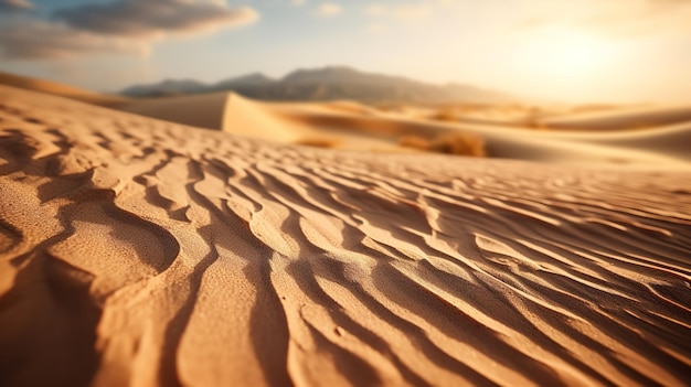 Foto granelli di sabbia, texture intricate e tonalità neutre calde in una scena deserta.