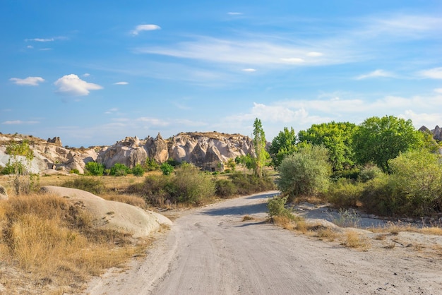 Sandy road to Love Valley in Cappadocia, Turkey