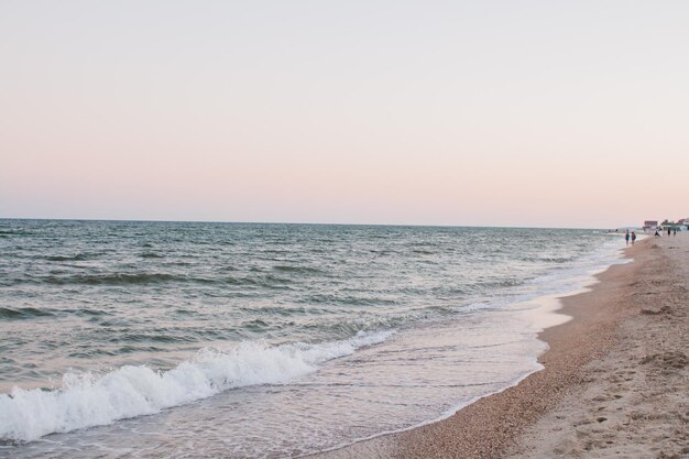 Sandy sea beach in the evening