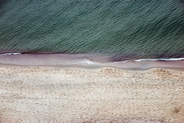 砂浜と波の空撮の波紋