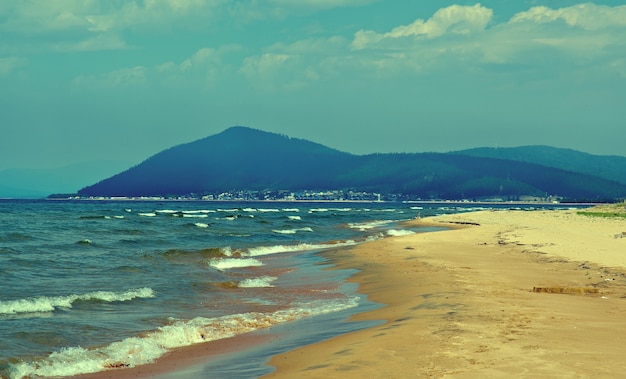 Sandy shore of Lake Baikal,Turka village