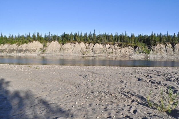 Sandy shores of the Ural river Lemva