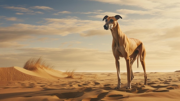 Sandy Slope Greyhound Vray Tracing And Atmospheric Portraits