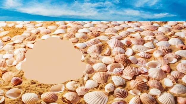 Sandy surface with seashells and blank space