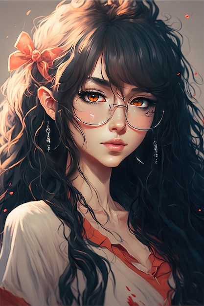 Premium AI Image  anime girl with a black headband and red headphones