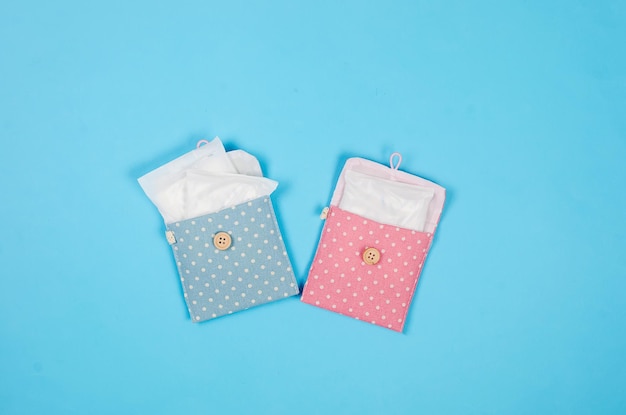 Sanitary pads in individual packing in handbag