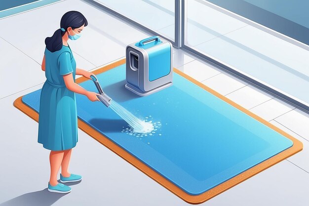 Photo sanitizing mat concept illustration