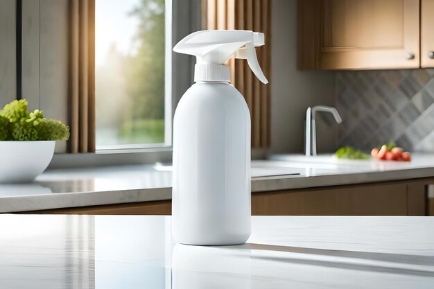 sanitizing spray bottle cleaning product for house advertising template