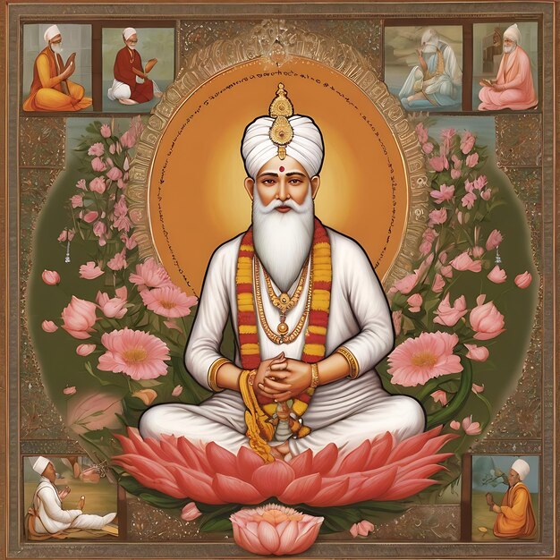 사진 guru sant kabir jayanti 평평한 일러스트레이션