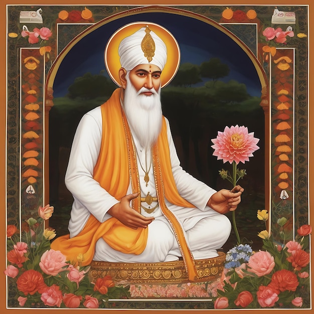 Foto illustrazione piatta di guru sant kabir jayanti