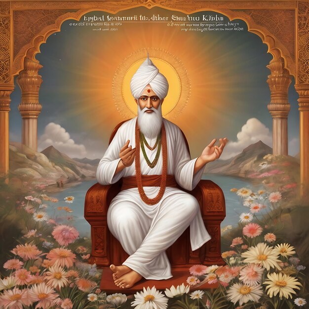 Foto illustrazione piatta di guru sant kabir jayanti