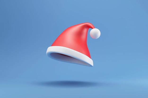 블루 스튜디오 배경에 산타 크리스마스 모자