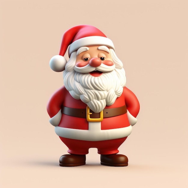 Santa Claus 3d illustration render Cartoon character Santa Claus toy Santa 3d art isolated