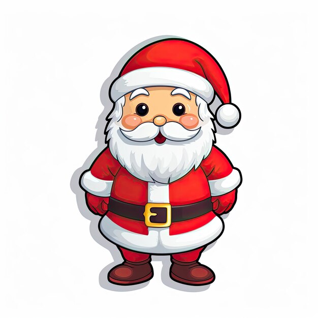 Фото Санта-клаус в виде наклейки с белым фоном от генеративного ии