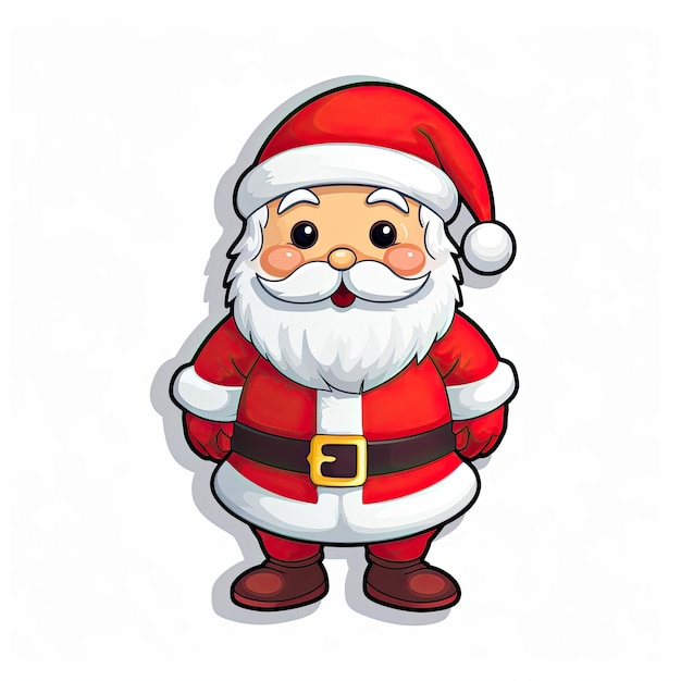 Photo santa claus as a sticker with a white background by generative ai