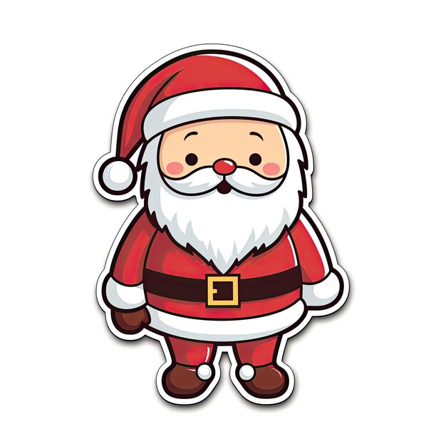 Photo santa claus as a sticker with a white background by generative ai