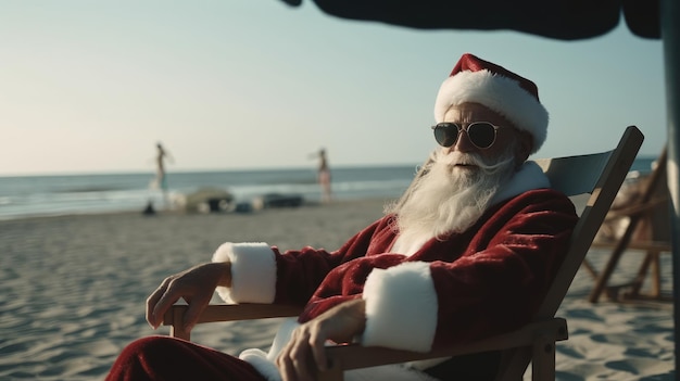 Santa claus on the beach in santa claus