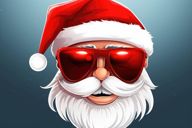 Photo santa claus cartoon character wearing red glasses and christmas hat