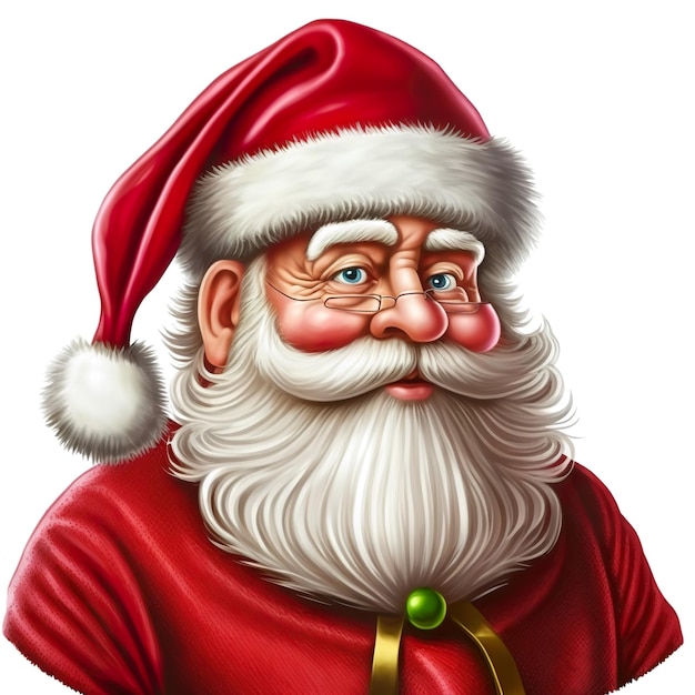 Santa claus in cartoon style Handsome cheerful santa smiles Christmas logo