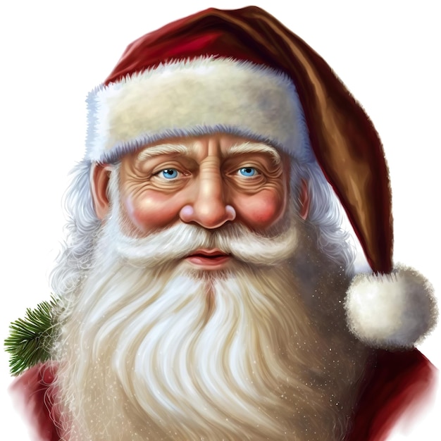 Santa claus in cartoon style Handsome cheerful santa smiles Christmas logo