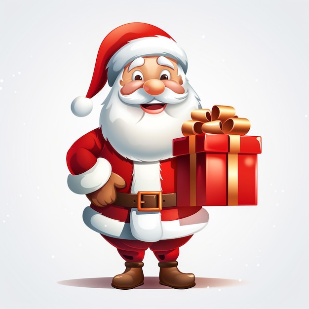 Santa Claus Cartoon with Gift Box