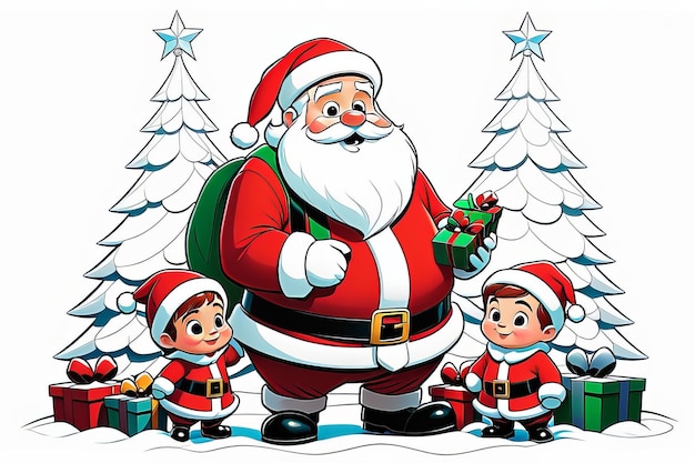 Foto babbo natale e bambini software generativo di ia