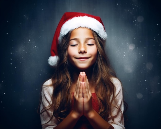 A santa claus clad girl holding up their hands for christmas santa claus stock videos royaltyfree christmas image photorealistic illustration