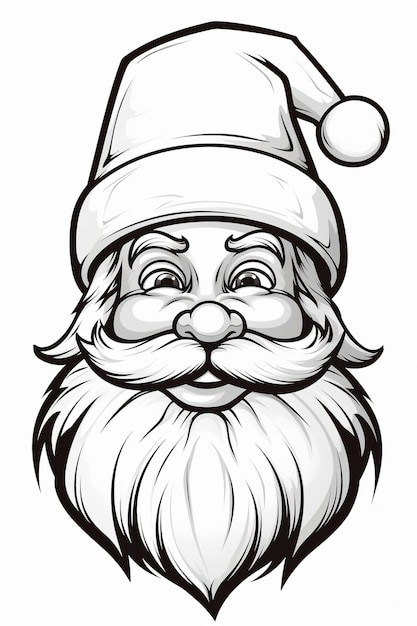 santa claus coloring page clipart of in the style of ben wooten minimalist black and white