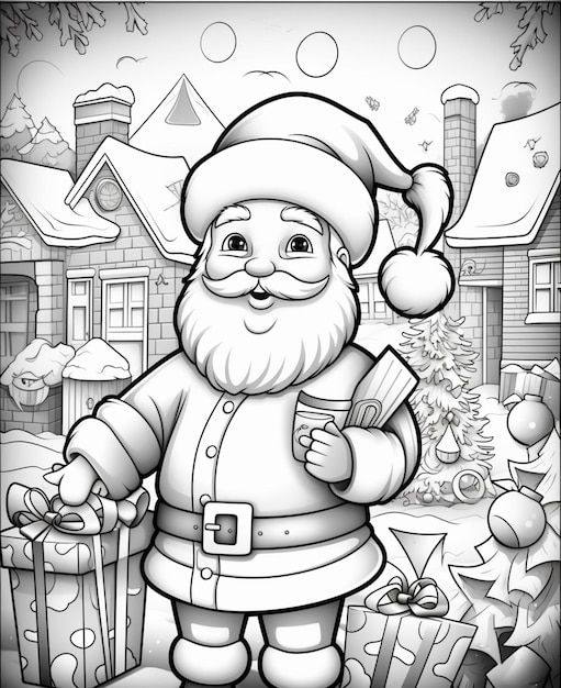 santa claus coloring pages for adults generative ai