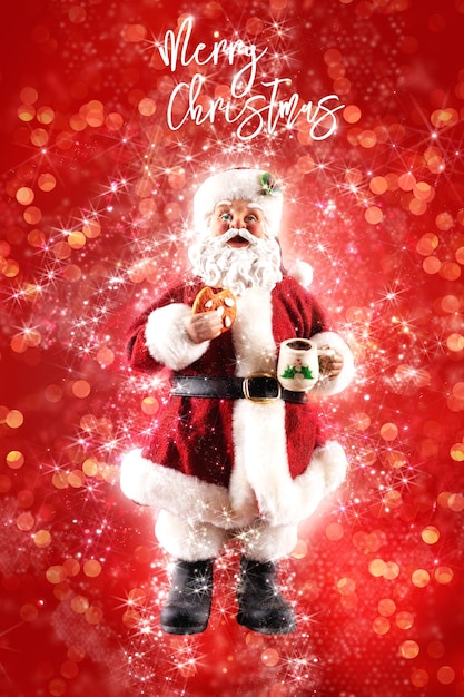 Santa Claus decoration with red background Christmas party