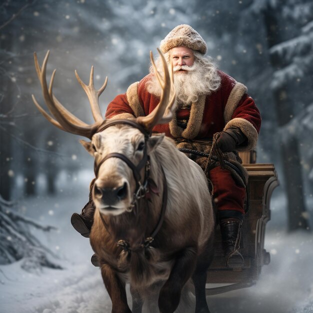 santa claus on deer