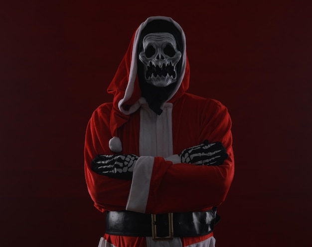 Santa Claus devil on a red background