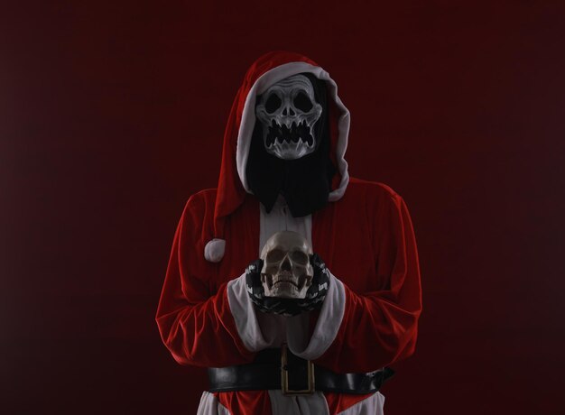 Santa Claus devil on a red background