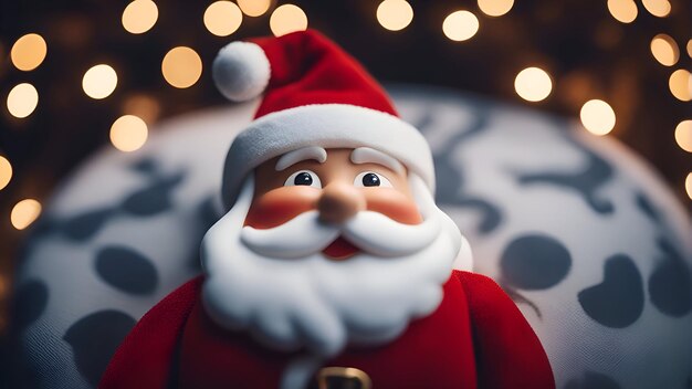 Santa Claus doll on Christmas background Christmas and New Year concept