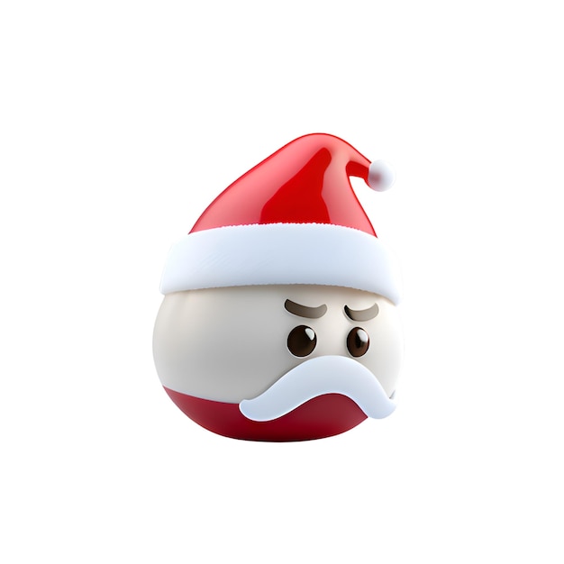 Santa Claus emoticon on a white background 3d rendering