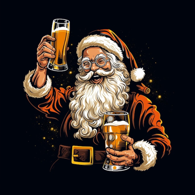 Foto babbo natale si diverte con beerchristmas