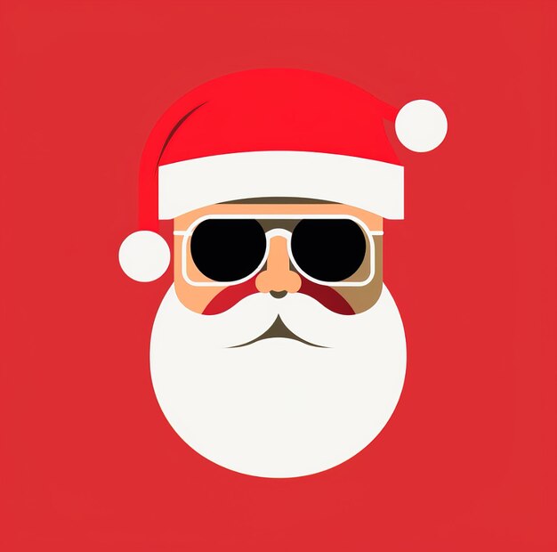 Photo a santa claus face is shown in a red background.