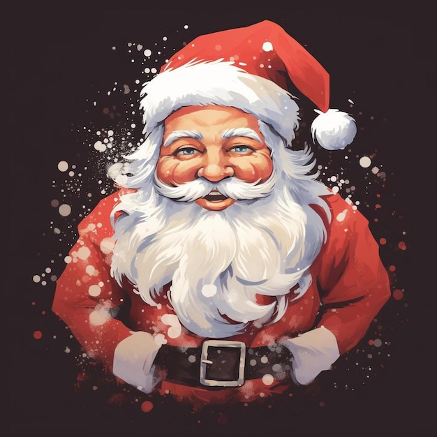 a santa claus face is shown with a black background.