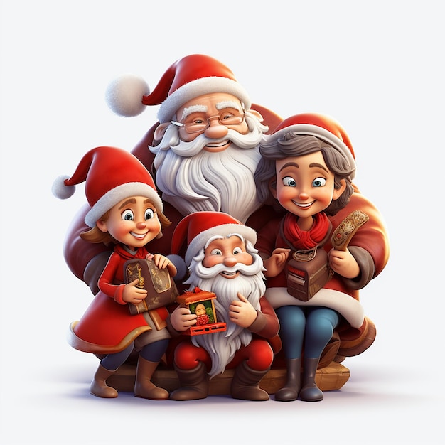 Photo santa claus familycartoon