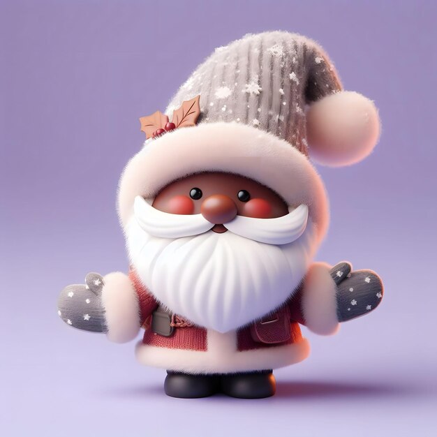 Foto una statuetta di babbo natale che indossa un cappello di babbo natale