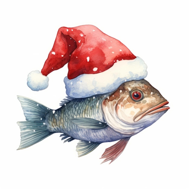 santa claus fish on white background