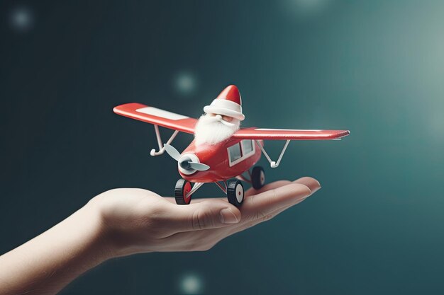 Santa Claus Flying His Christmas Plane Christmas holiday concept AI generative