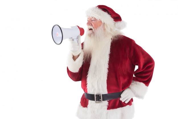 Santa Claus gebruikt een megafoon