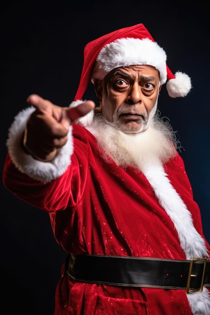 Santa Claus Giving a Finger Gun and Christmas Greetings