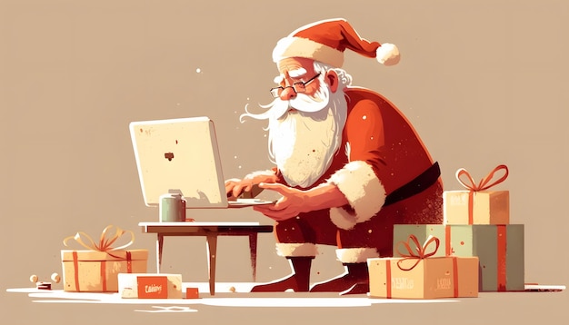 Santa Claus Goes Digital, Online Shopping for Christmas Gifts