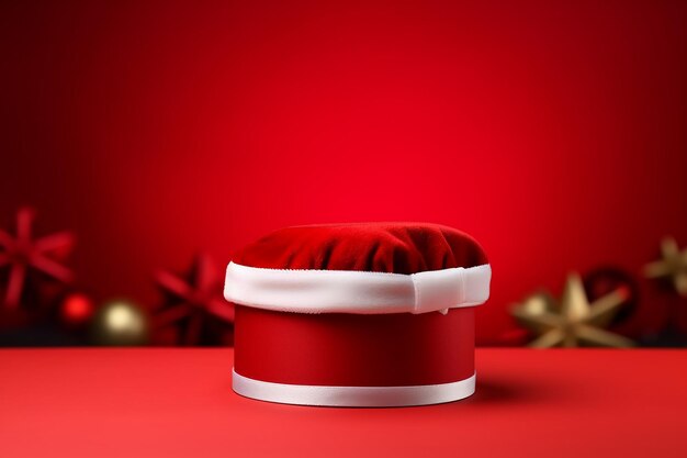 Santa Claus Hat on Red Gift Box