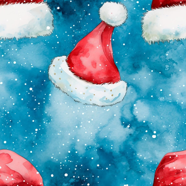 Santa Claus hats wrapping paper pattern design